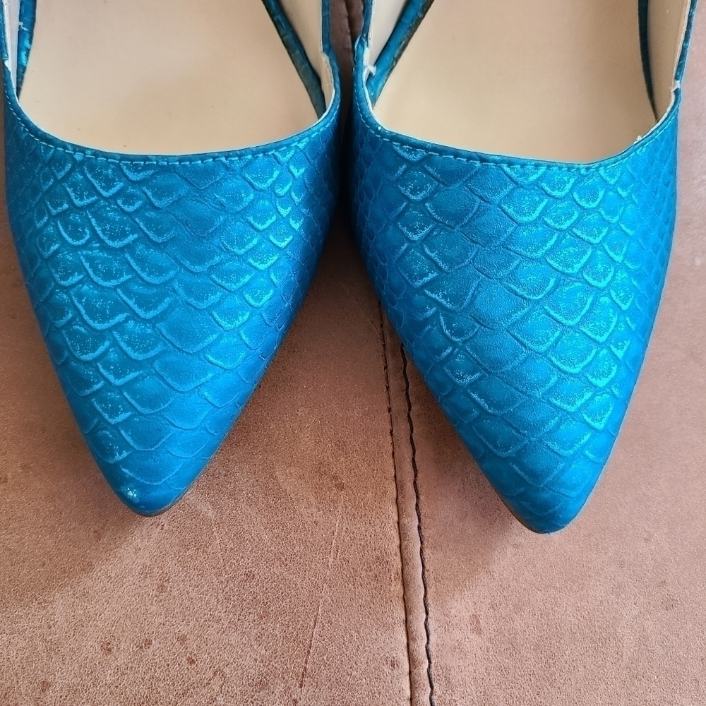 Call It Spring Mermaid Stiletto Heels with Blue Scale Mermaid Print, Size 9 - Picture 6 of 10